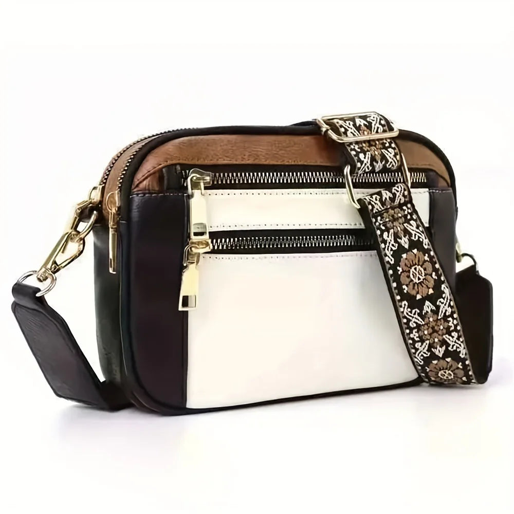 Retro fashion classic, women's multifunctional bag, zipper shoulder strap crossbody bag, small square bag, suitable for office w