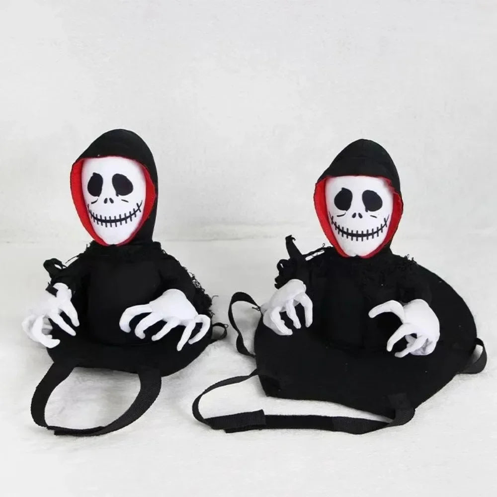 Halloween Pet Dog Costume Skeleton Reaper Rider