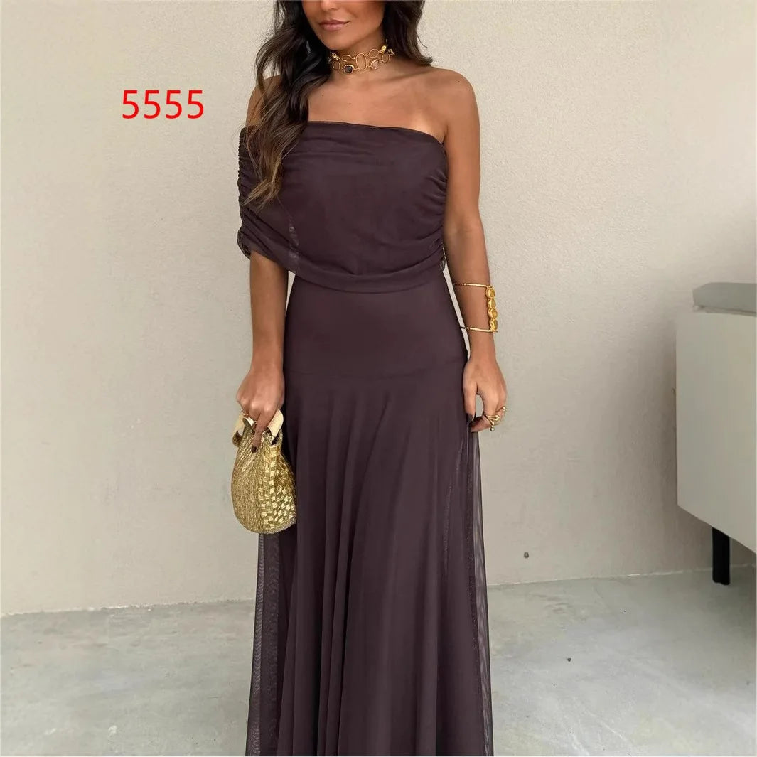 Tube Top Mesh Stitching Dress