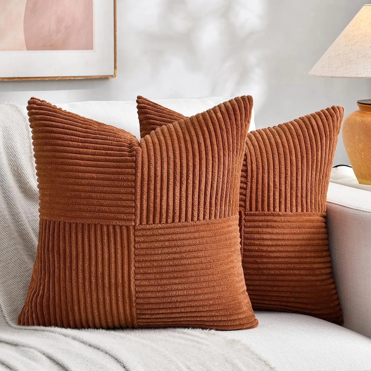 Green Corduroy Striped Decorative Throw Pillow Cover 45x45CM Mordern Spring Nordic Pillow Cases for Couch Sofa Living Room Bed