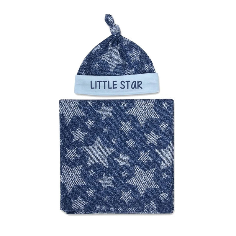 2pcs Newborn Baby Microfiber Swaddle Wrap with Beanie