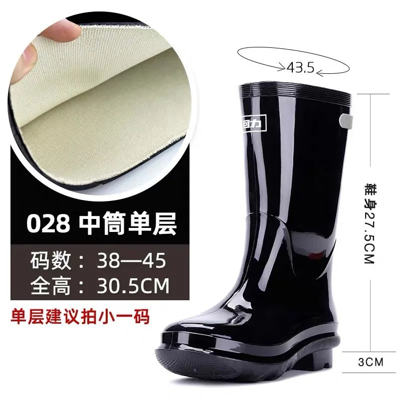 Low High Tube Black Women Men's Rain Boots Waterproof Fishing Boots Couple Non-slip t