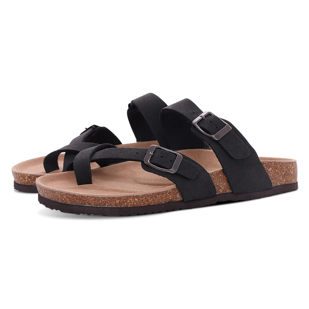 Cork Sandals For Women Men Fashion Soft Thick Sole Cork Slippers Summer Beach Sandals Home Open Toe Flat Sandals