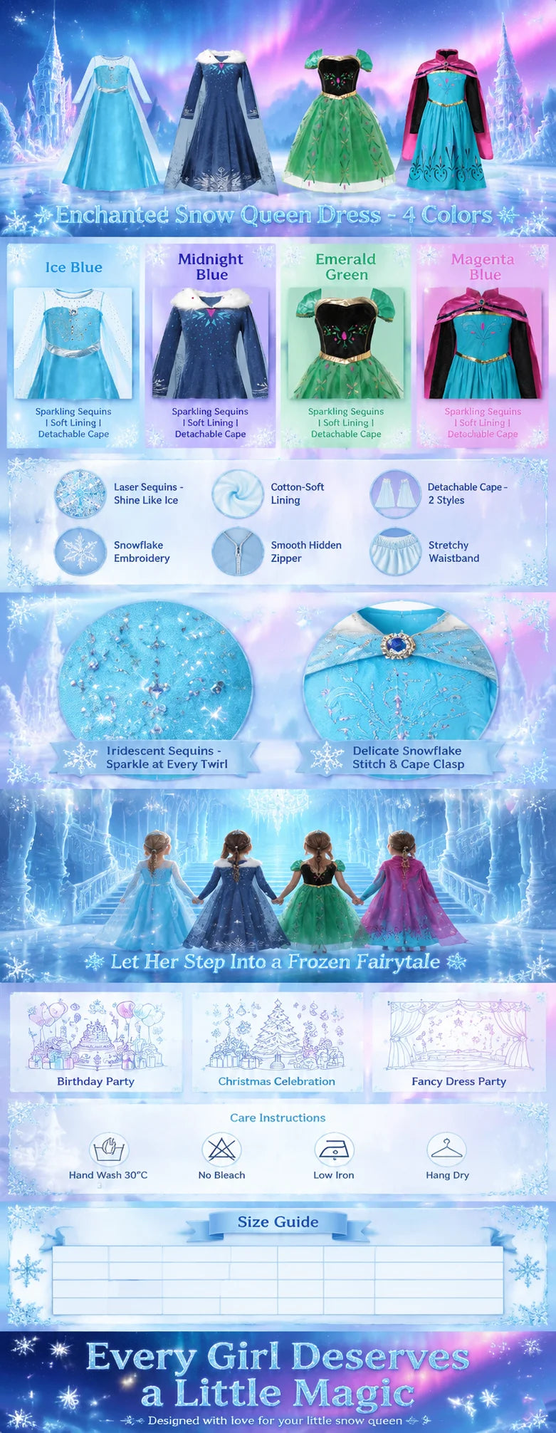 Elsa Anna Snow Queen Dress for Girls Princess Costume Birthday Halloween Christmas Carnival Outfit Kids Cosplay 2-8Y Vestido
