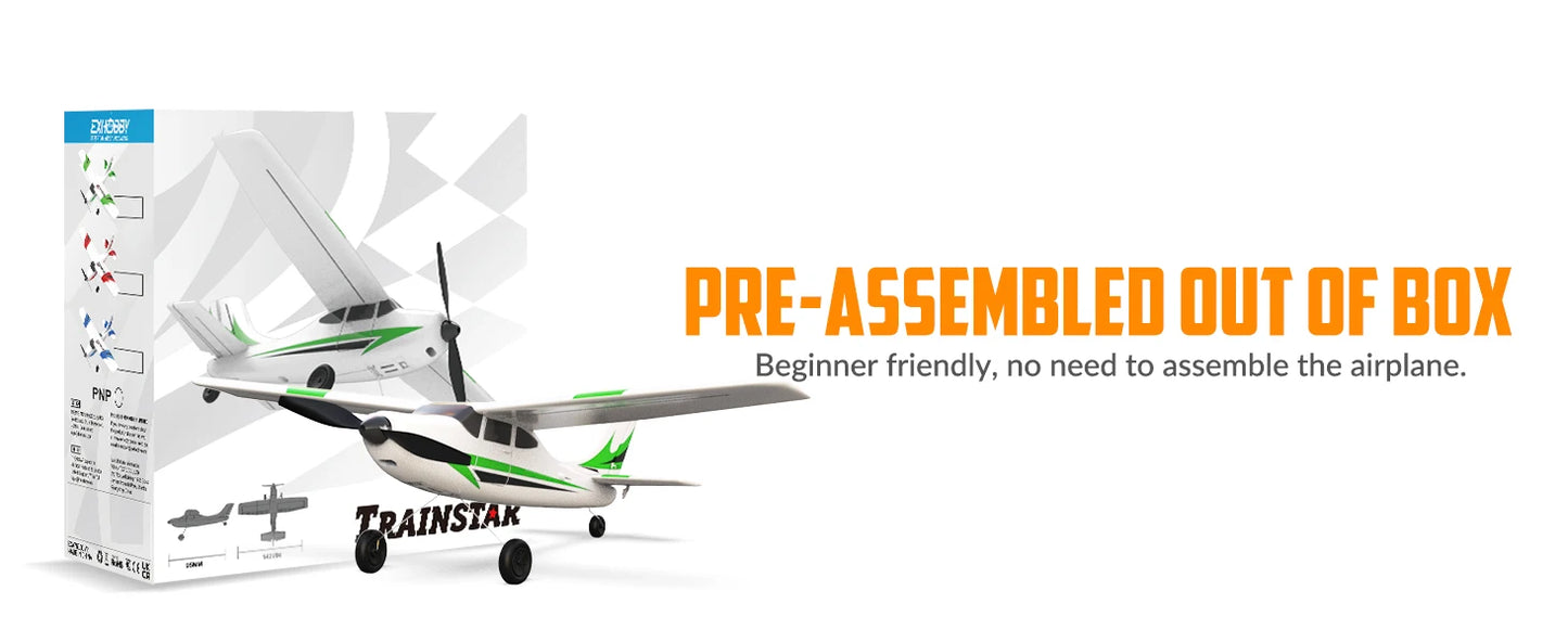 VOLANTEXRC RC Airplane Mini Trainstar 2.4GHz 3CH 3level Flight Control Fixed Wing Airplane Remote Control One-Key U-Turn Easy To Fly For Beginners 761-1RTF