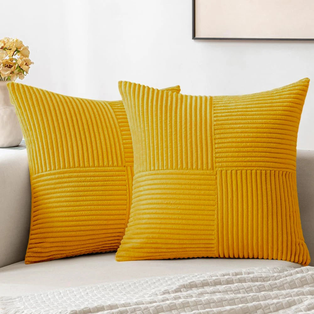 Green Corduroy Striped Decorative Throw Pillow Cover 45x45CM Mordern Spring Nordic Pillow Cases for Couch Sofa Living Room Bed