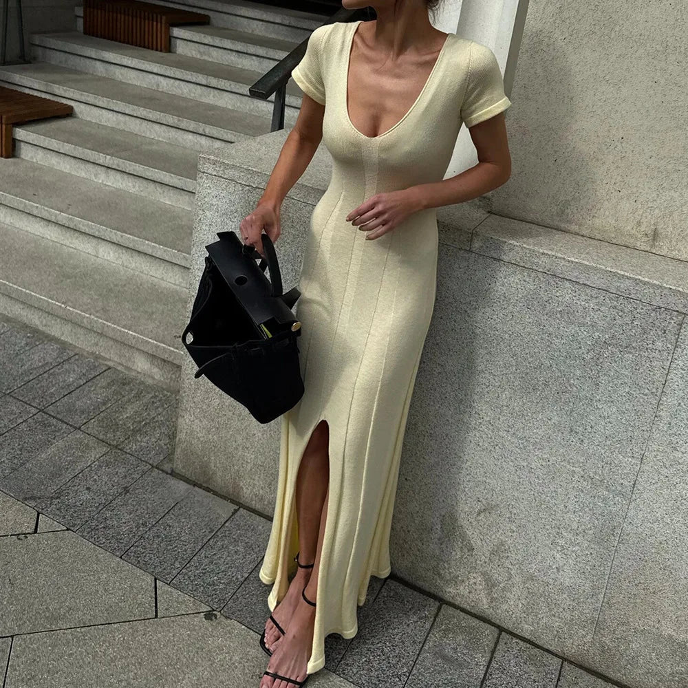 Short-Sleeved Knitted Dress