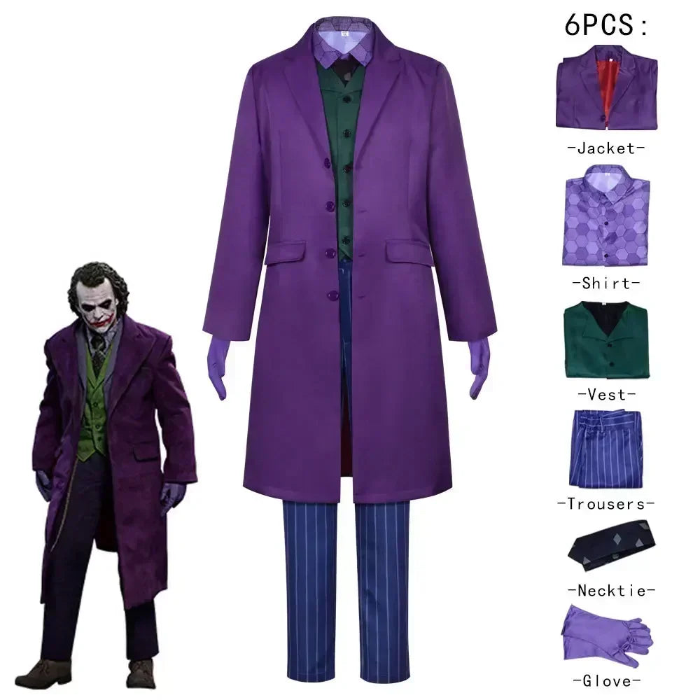 Men Clown  Costume Clown full set Coat Shirt Vest Tie Suit Outfits