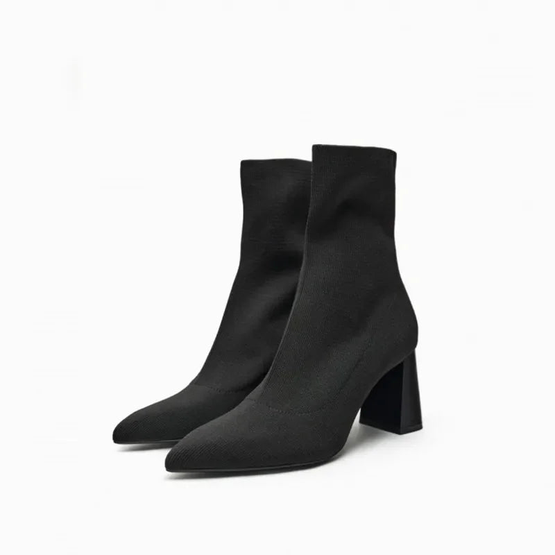 Low Heel Short Boots Pointed Toe