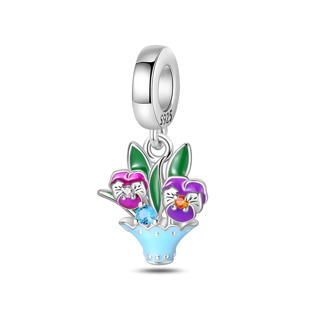 Purple Series 925 Sterling Silver Dreamy Lily Flower