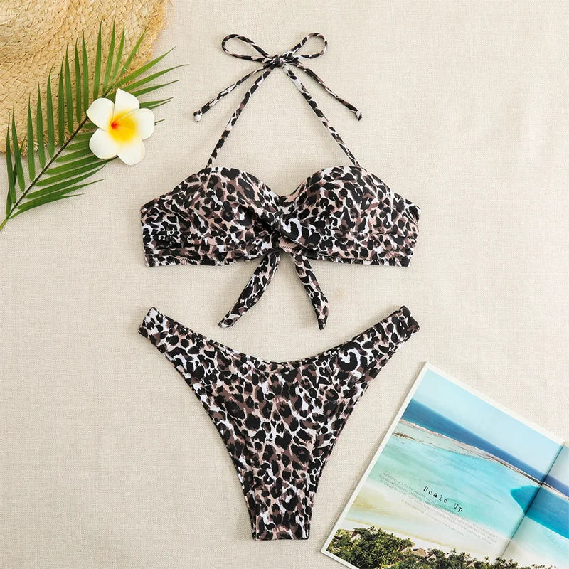 Bikini Swimsuit High Waist Thong Bathing Suit Two Pieces