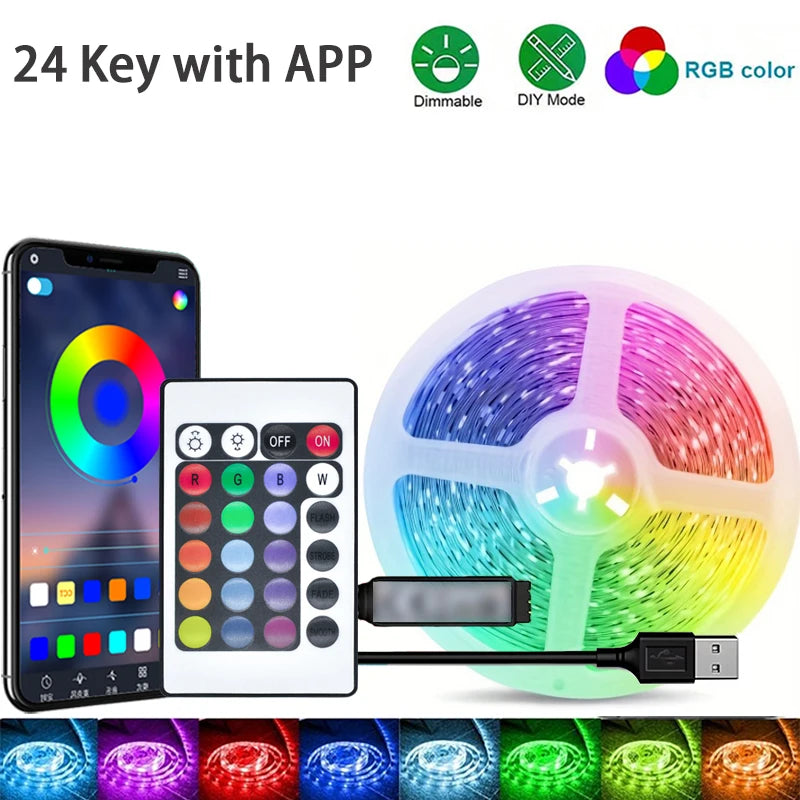 Led Strip Lights 1M-40M  Led Room Light with APP Control Flexible Ribbon Luces Led Tape for Room Bedroom Decoration