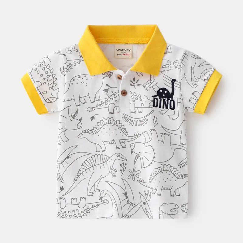 Korean Polo Tshirt Boy 100% Cotton Boys Clothes for School Uniform 2024 Shirts Solid White Black Green Polos Children's Clothing
