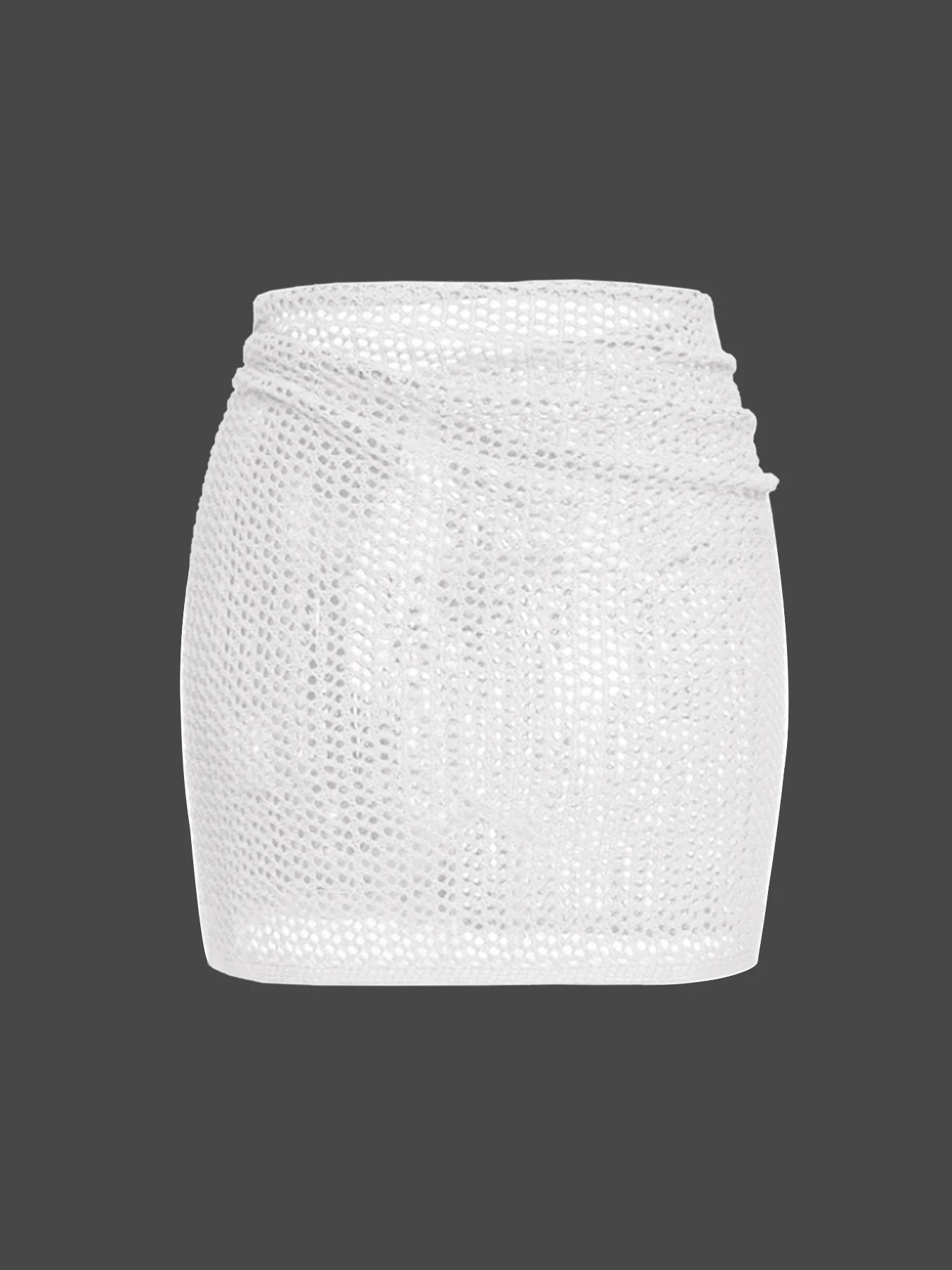 Women's Knitted Short Skirt with Hollow Straps and Slit, Sexy Beach Coverup Shirt for Summer