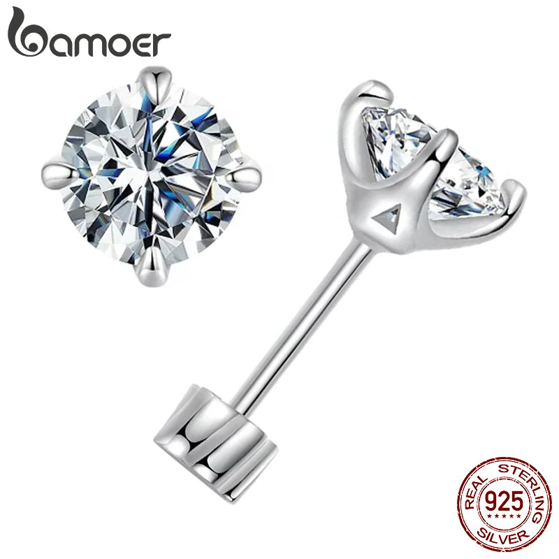 Classic Moissanite Earrings, 925 Silver Brilliant 4 Prongs Round Cut