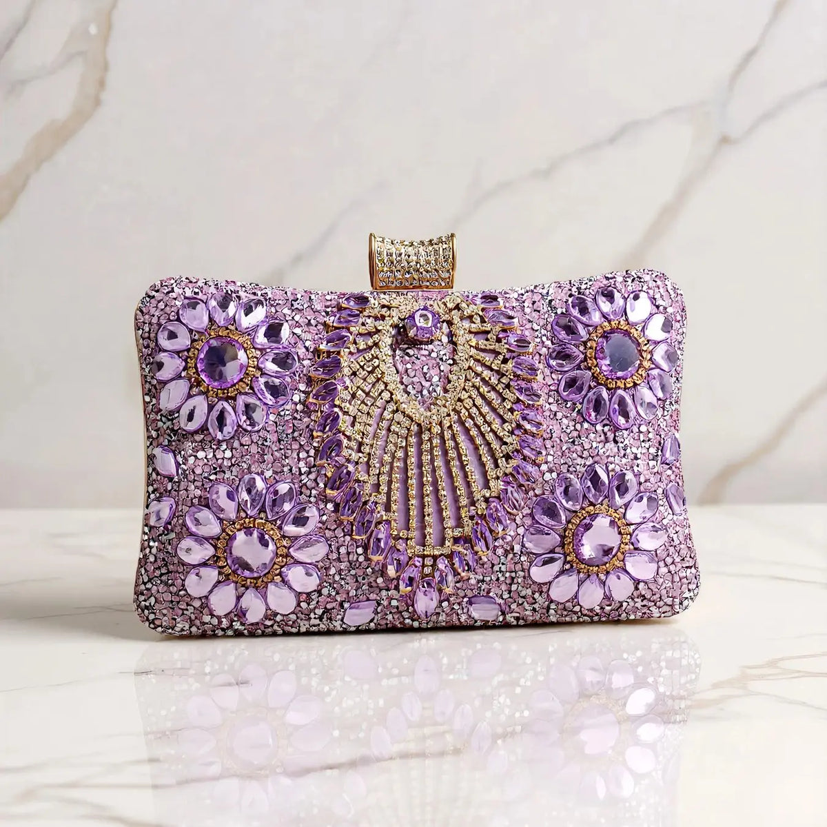 Acrylic Flower One Side Glitter Tassel  Clutch