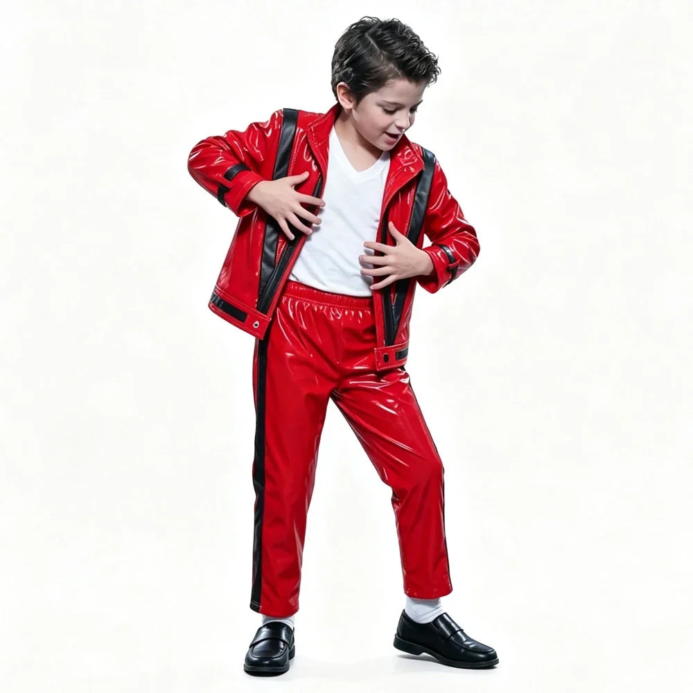 Michael Red Leather Jacket Pant Set