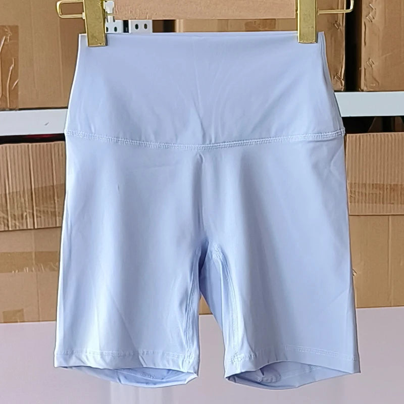 Solid Color Women Fitness Sports Short High Waist Yoga Short  Cycling Comprehensive Training Jog Squat Proof Internal Pockets