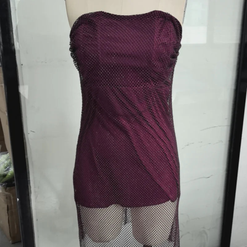 Diamond Halter Backless V Neck Dress