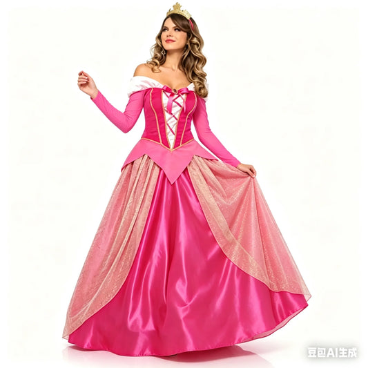 Adult Costume Women Deluxe Pink Sleeping Beauty
