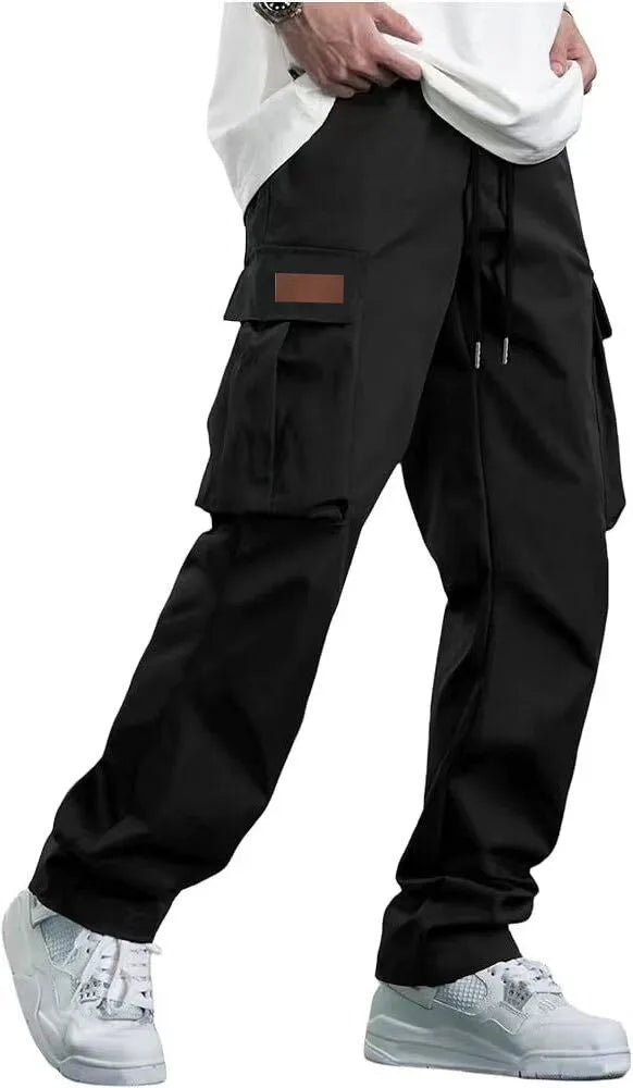 2026Mens Casual Jogger Pants Relaxed Fit Cargo Pants Drawstring Sweatpants Hiking Outdoor Twill Sport Pants