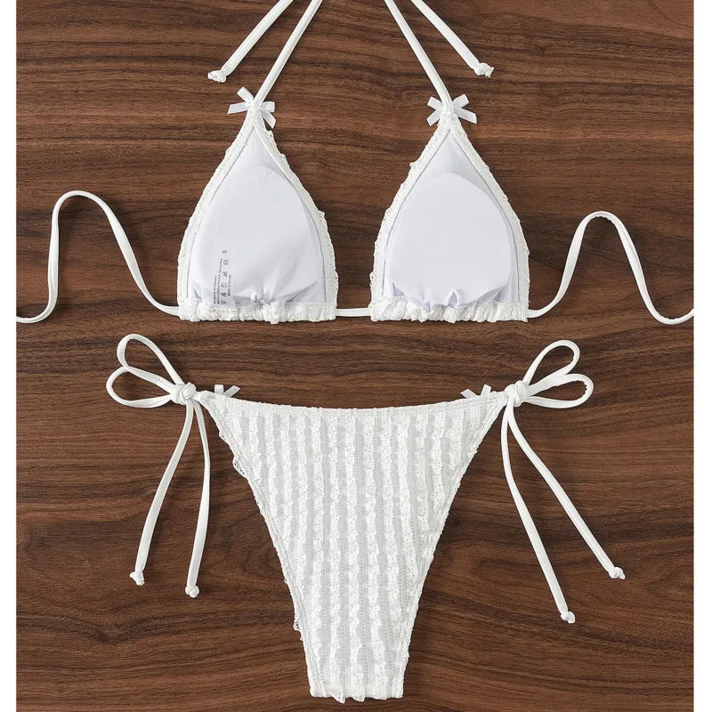 White Bow Sexy Bikinis Swimsuits