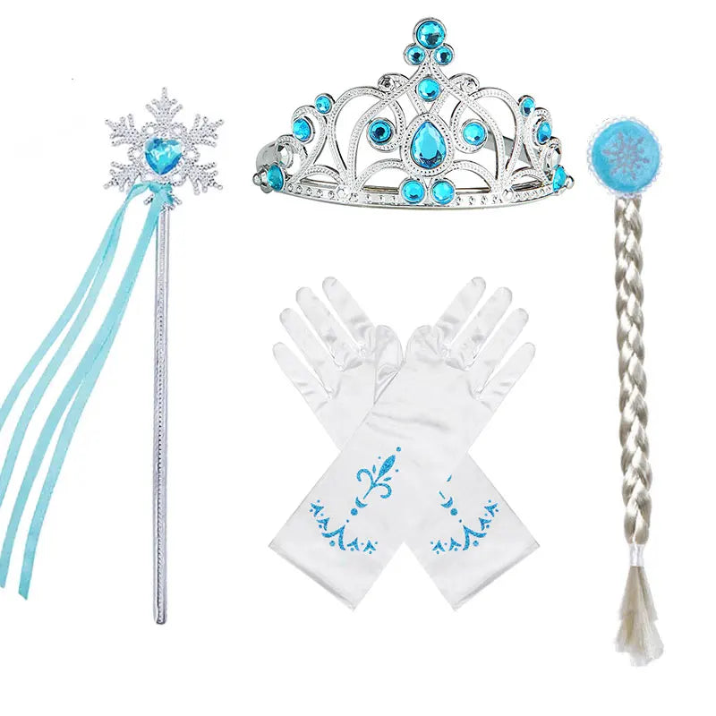 Elsa Birthday Party Costume Play Accessories Headwear Tiara Snow Queen Kid Princess Wig Braid Kid Carnival Cosplay Dress up Kits