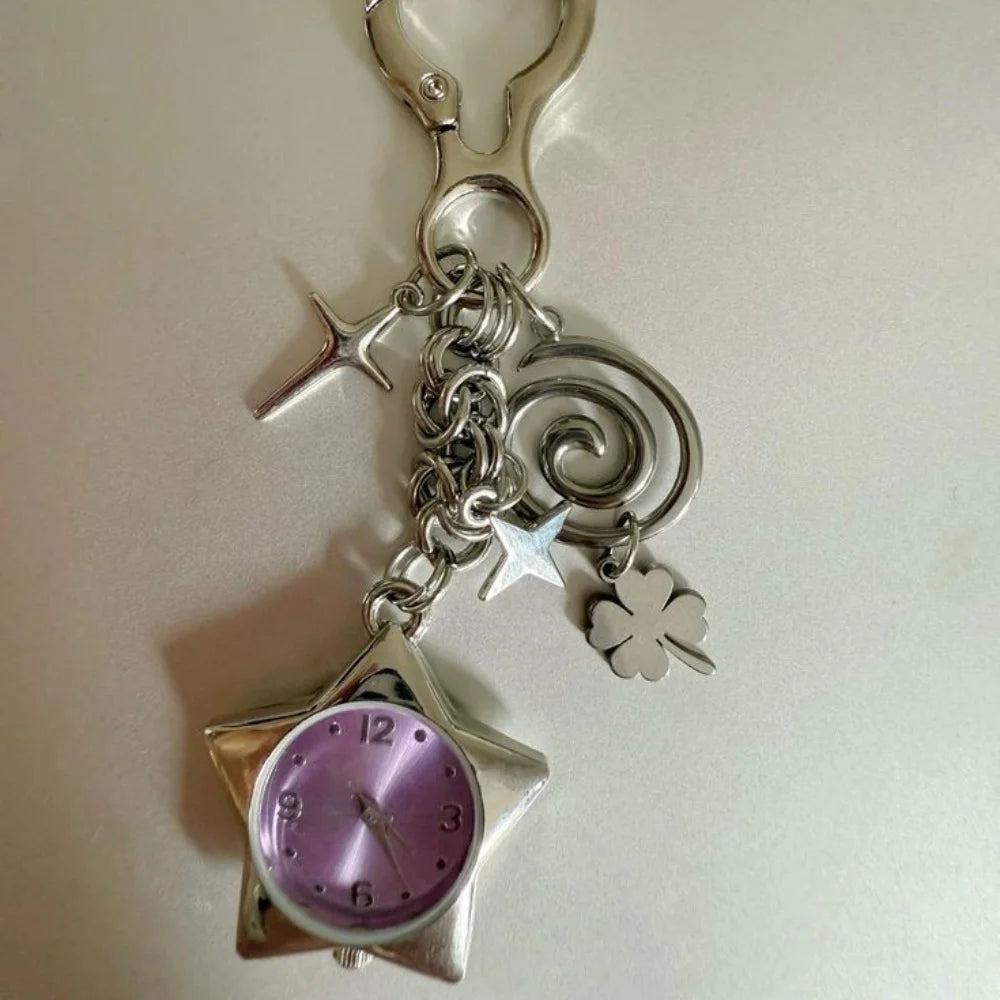 Star Pocket Adjustable Watch Clock Keychain Zinc Alloy