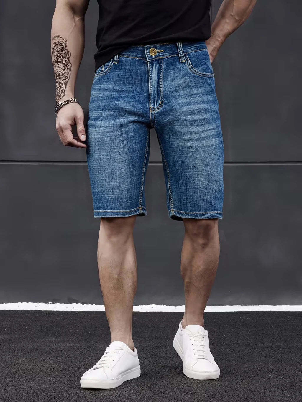 2026 Classic Style Men's Slim Denim Shorts Summer New Business Fashion Thin Stretch Short Casual Pants Male Size 40