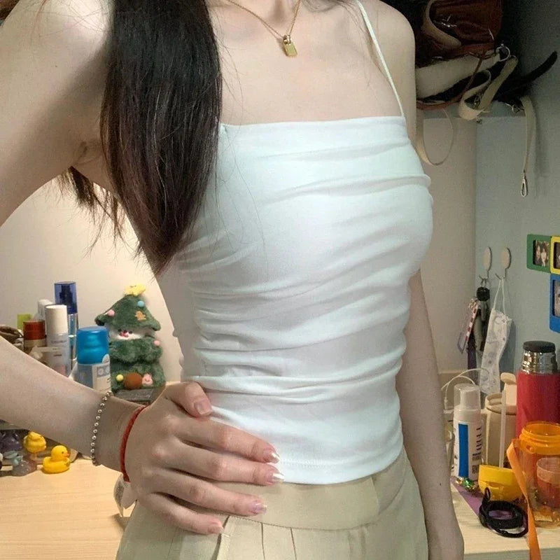 Sexy Sleeveless Tank Tops Women Casual Vest Crop Camisole Seamless Sports Underwear with Chest Pads Summer Female Bra Lingerie