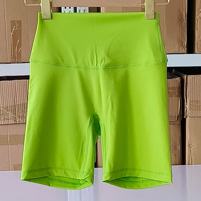 Solid Color Women Fitness Sports Short High Waist Yoga Short  Cycling Comprehensive Training Jog Squat Proof Internal Pockets