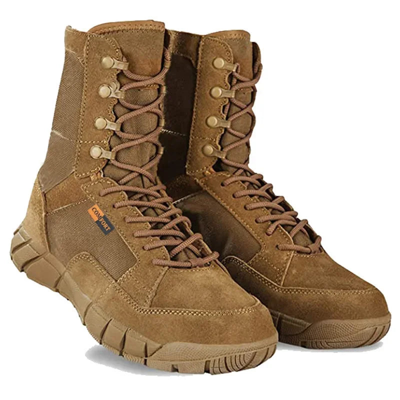 Man Lightweight Tactical Boots Combat Anti-Collision Training Lace Up Waterproof Outdoor Hiking Breathable Shoe