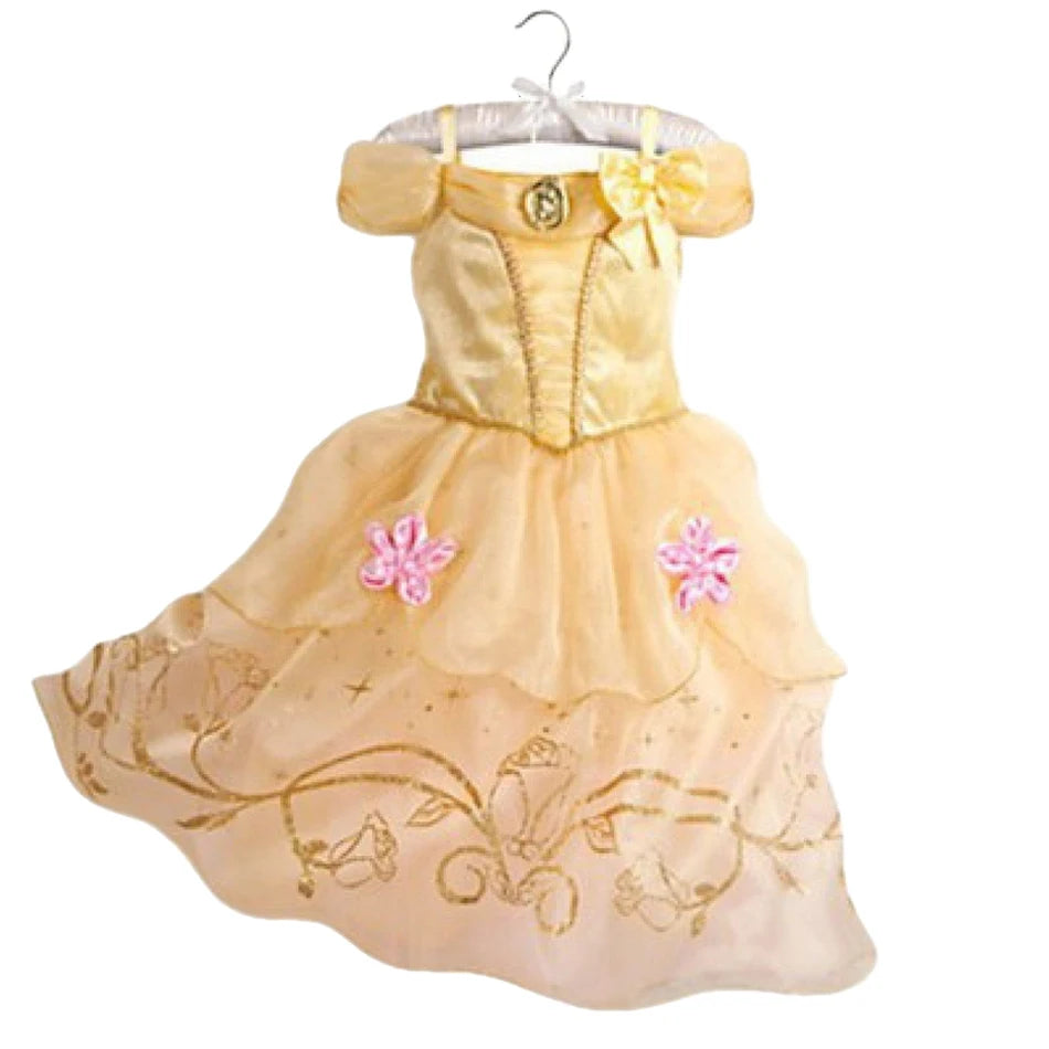 Muababy Princess Dress for Girls Aurora Belle Elsa Jasmine Cosplay Costume Party Halloween Carnival Outfit Kids 2-8Y Vestido