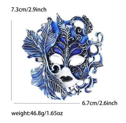 cross-border fashion creative heavy industry enamel drip oil carnival mask brooch alloy personality