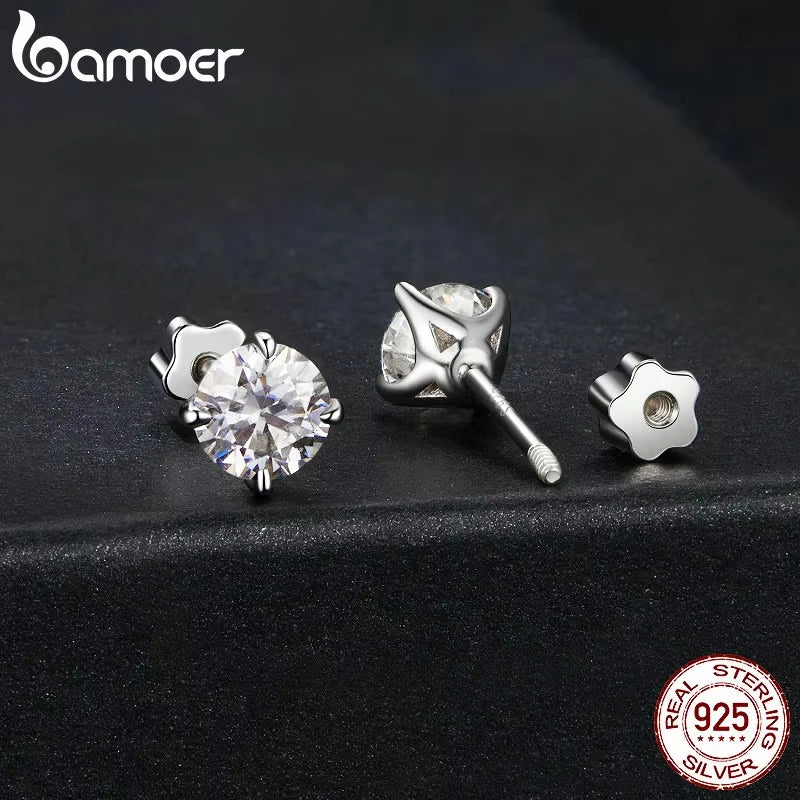 Classic Moissanite Earrings, 925 Silver Brilliant 4 Prongs Round Cut