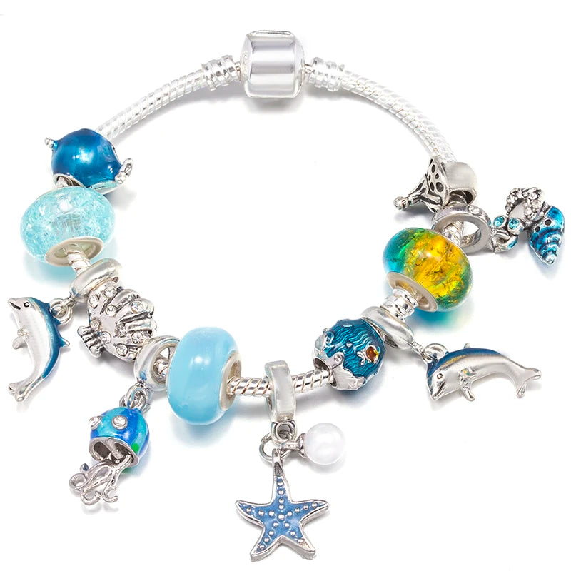 Hollow Foot Beads Charm Bracelets