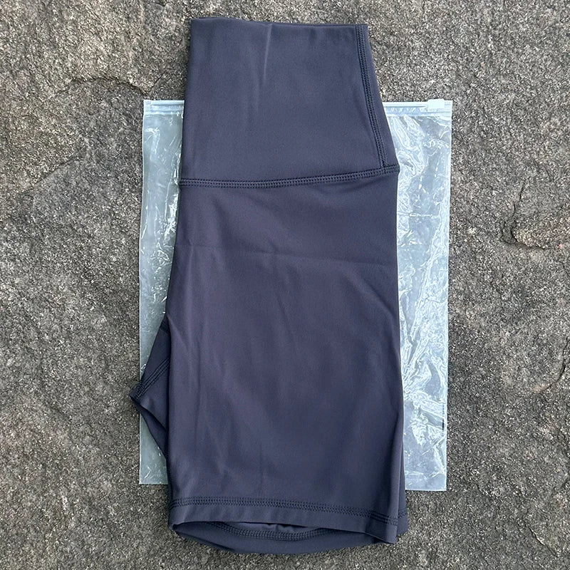 Solid Color Women Fitness Sports Short High Waist Yoga Short  Cycling Comprehensive Training Jog Squat Proof Internal Pockets