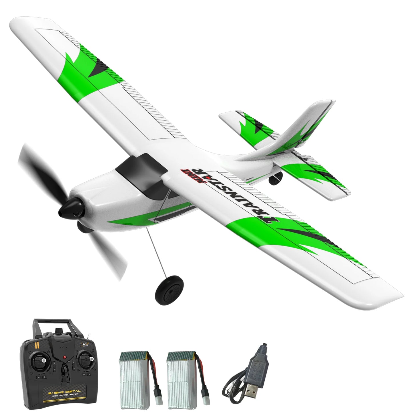 VOLANTEXRC RC Airplane Mini Trainstar 2.4GHz 3CH 3level Flight Control Fixed Wing Airplane Remote Control One-Key U-Turn Easy To Fly For Beginners 761-1RTF
