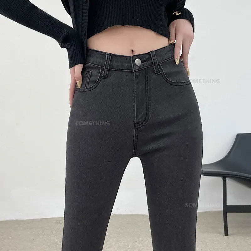 2024 New Sexy Skinny Jeans Women Hip Lift Stretch Pencil Denim Pants Casual Soft Slim Female Trousers Black Gray Blue