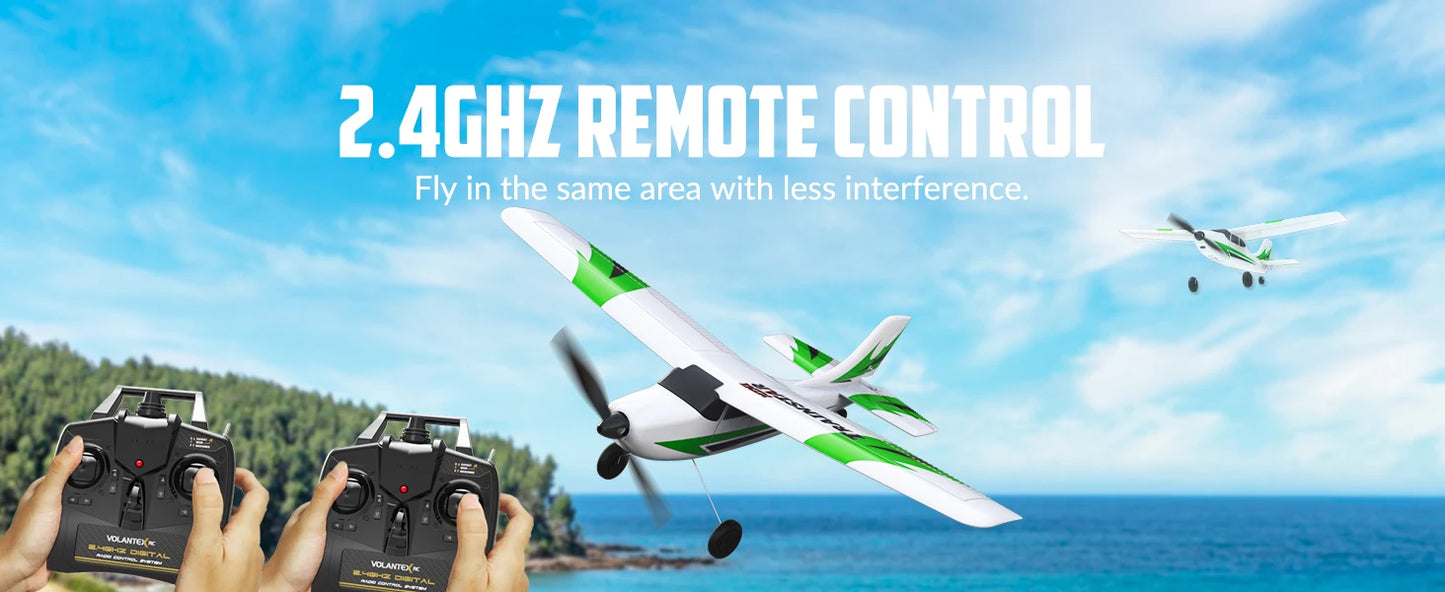 VOLANTEXRC RC Airplane Mini Trainstar 2.4GHz 3CH 3level Flight Control Fixed Wing Airplane Remote Control One-Key U-Turn Easy To Fly For Beginners 761-1RTF
