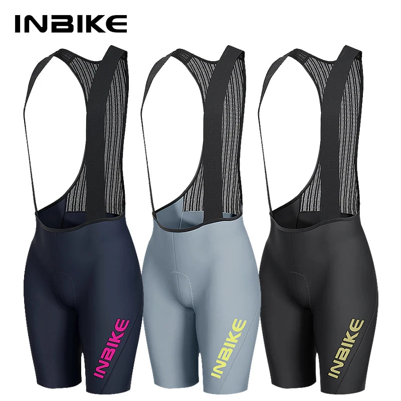 INBIKE Women's Cycling Bib Shorts Summer Breathable High-Waisted Suspenders Shorts Outdoor Bike Riding Underwear Cycling Gear