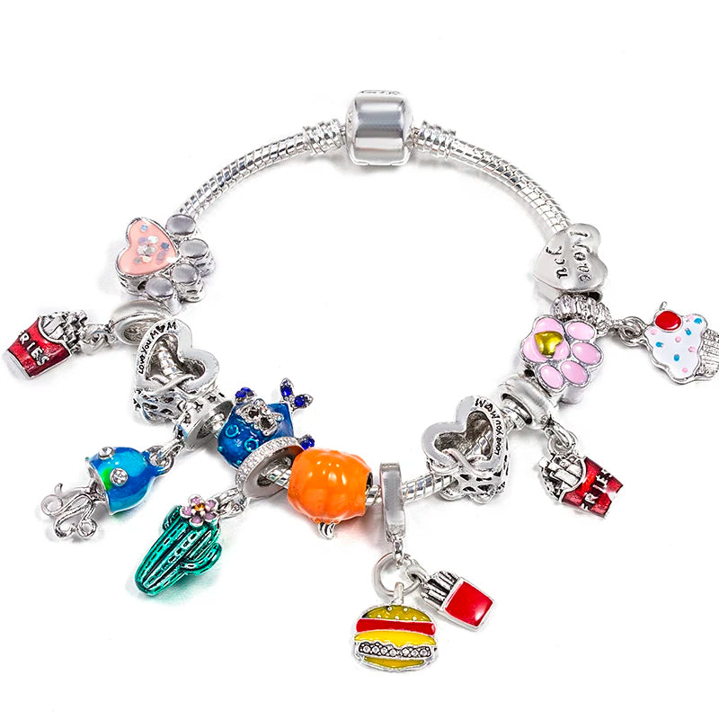 Hollow Foot Beads Charm Bracelets