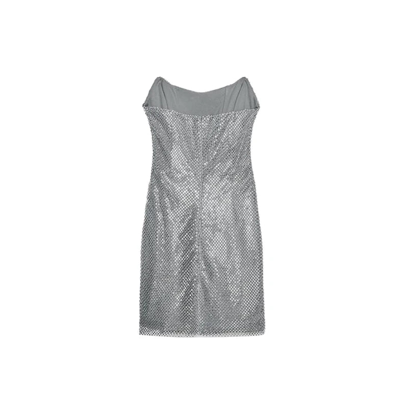 Diamond Halter Backless V Neck Dress