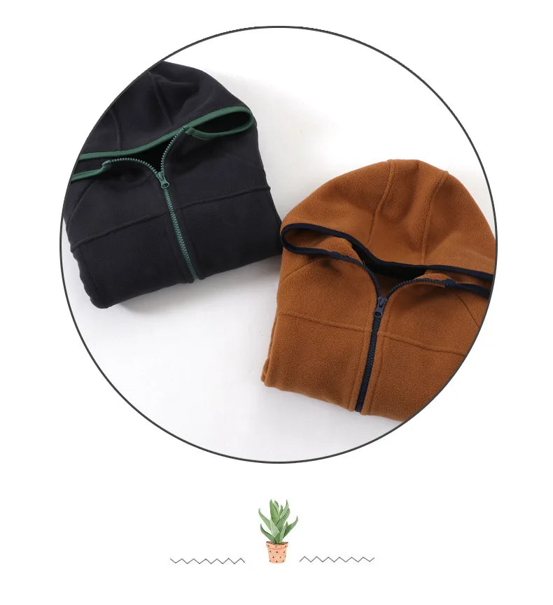 Children's Fleece Jacket Autumn Winter Casual Warm Teen Boys Girls Hooded Outerwear Anti-Static Windproof Cozy Kids Tops Clothes