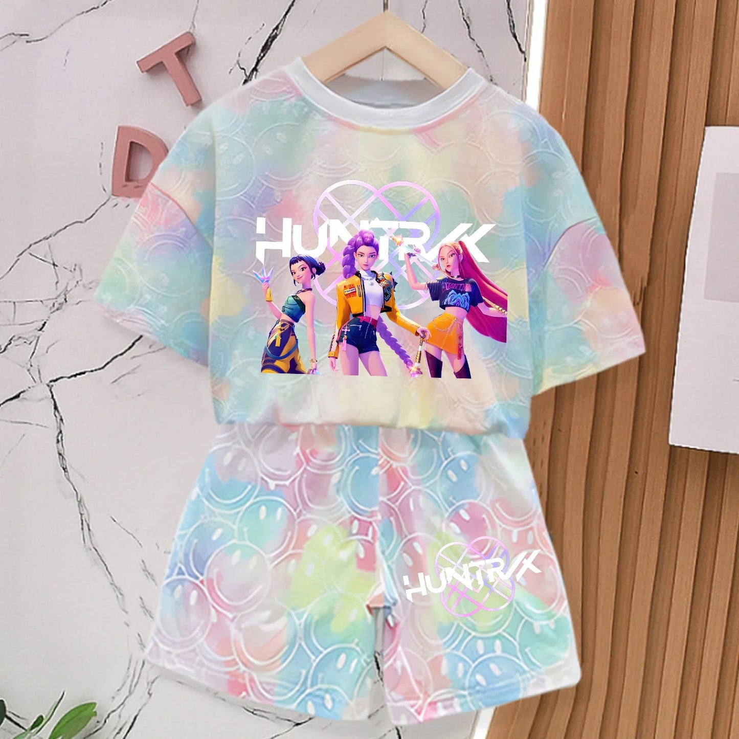 New KPOP Demon Hunters T-shirt Pants Set Girls Pajamas