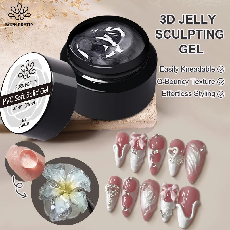 Nail Rhinestone Glue 30ML Gel Nail Glue 3D Shaping Sculpting Carving Flower DIY Decoration  Gem Glue Nail Supplies