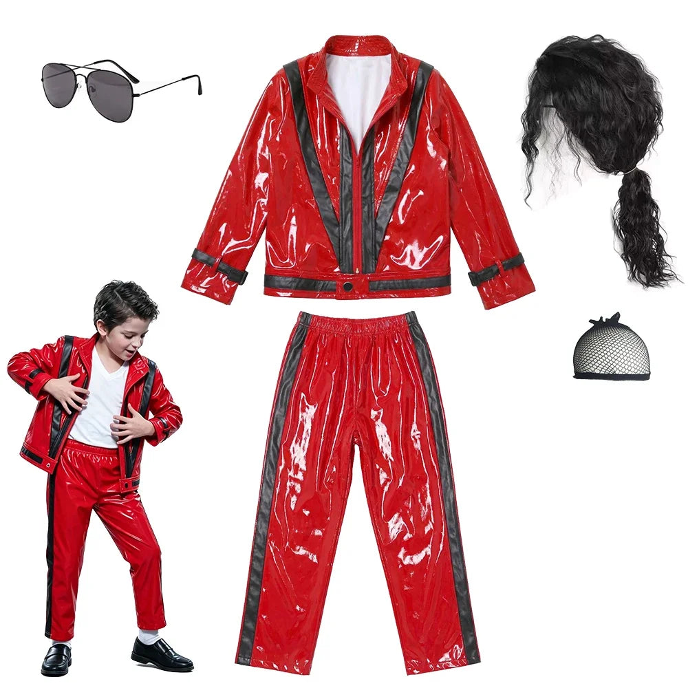 Michael Red Leather Jacket Pant Set