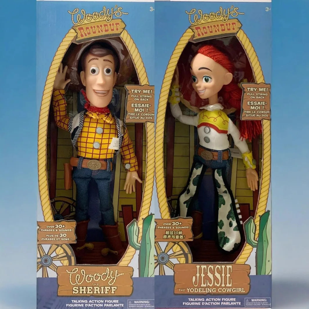 In Stock Disney Pixar Toy Story Woody Action Figures English Movie Sound Character Doll Cloth Cowboy Birthday Gift For Children