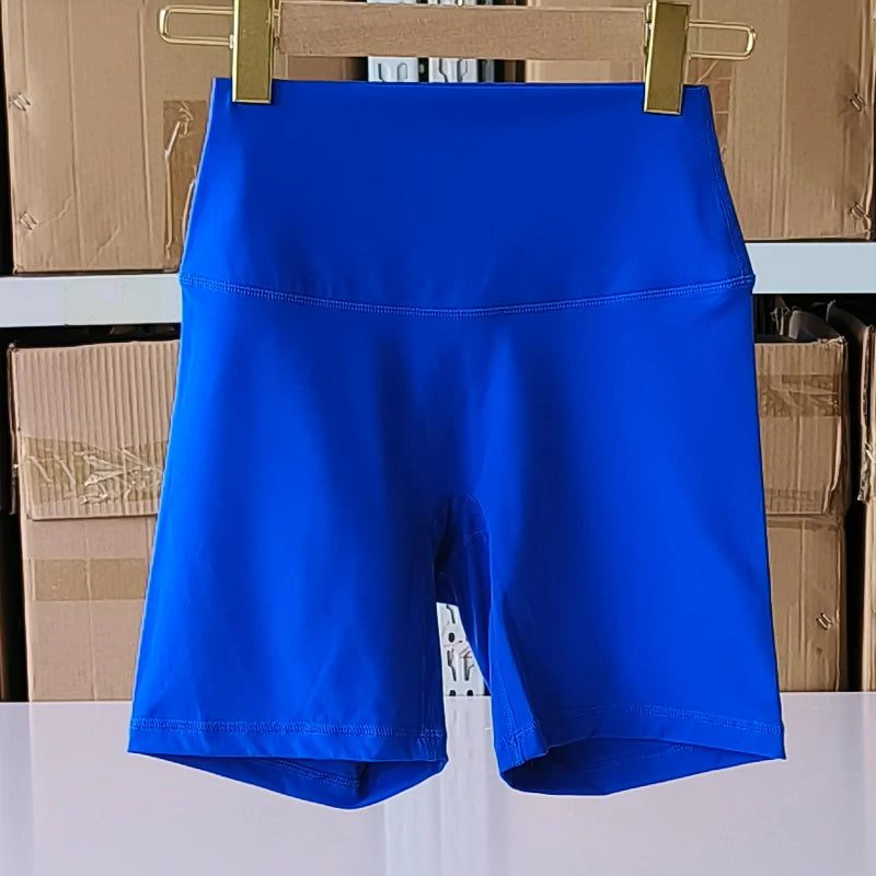 Solid Color Women Fitness Sports Short High Waist Yoga Short  Cycling Comprehensive Training Jog Squat Proof Internal Pockets