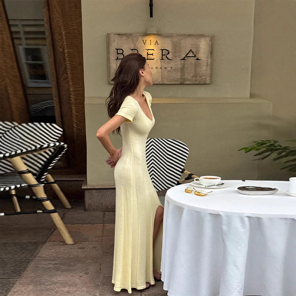 Short-Sleeved Knitted Dress